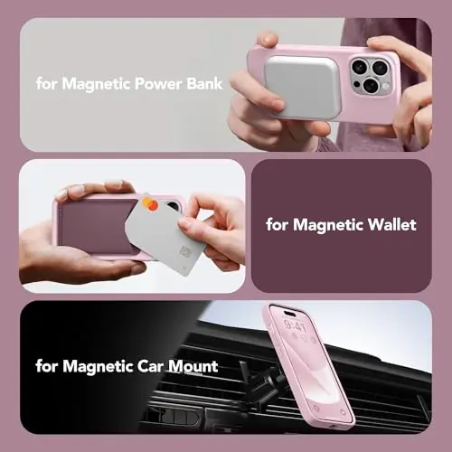 GONEZ for iPhone 14 Pro Case, Compatible with Magsafe, with Screen Protector + Camera Lens Protector, Soft Anti-Scratch Microfiber Lining, Shockproof Liquid Silicone Phone Cover, Pastel Pink - 5