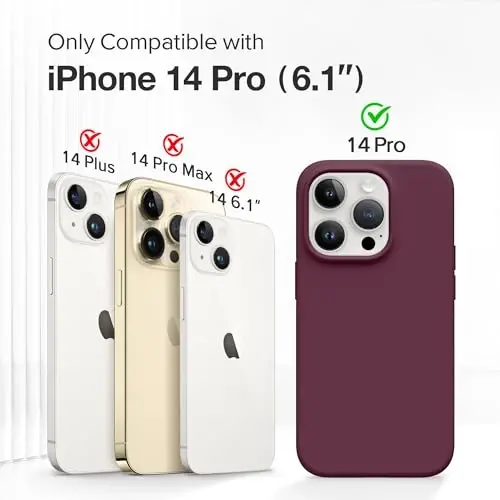 GONEZ for iPhone 14 Pro Case, Compatible with Magsafe, with Screen Protector + Camera Lens Protector, Soft Anti-Scratch Microfiber Lining, Shockproof Liquid Silicone Phone Cover, Wine Red - 2