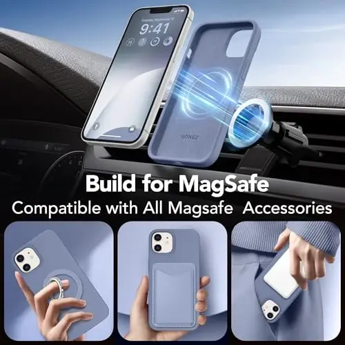 GONEZ for iPhone 14 Pro Max Case Silicone, Compatible with MagSafe, with Screen Protector + Camera Lens Protector, Liquid Silicone Shockproof Protective Phone 14 ProMax Case 6.7