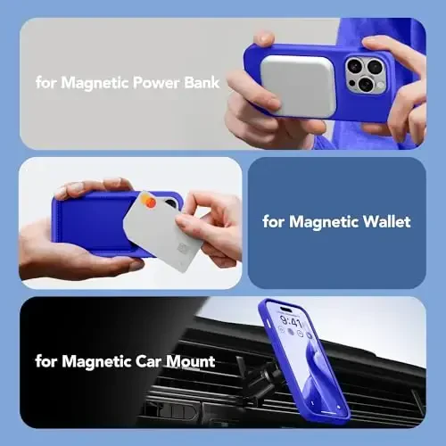 GONEZ for iPhone 14 Pro Max Case Silicone, MagSafe bilan mos, ekran himoyachisi + kamera linzalari himoyachisi bilan, suyuq silikon zarbga chidamli himoya telefoni 14 ProMax Case 6.7