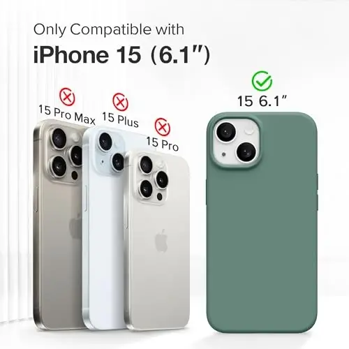 GONEZ for iPhone 15 Case, Liquid Silicone Case with [1 Screen Protector + 1 Camera Lens Protector], Anti-Scratch Soft Microfiber Lining Shockproof Protective Phone Cover 6.1