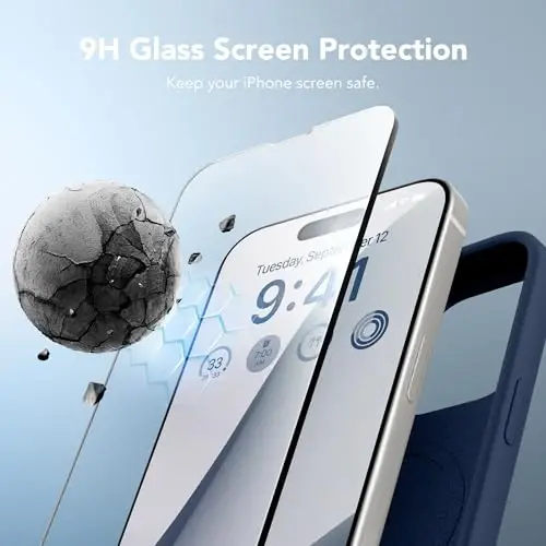 GONEZ Magnetic for iPhone 15 Pro Max Case, [Compatible with MagSafe] Anti-Scratch Microfiber Lining & Screen Protector, Shockproof Slim Phone Silicone Cover 6.7 inch, Dark Blue 