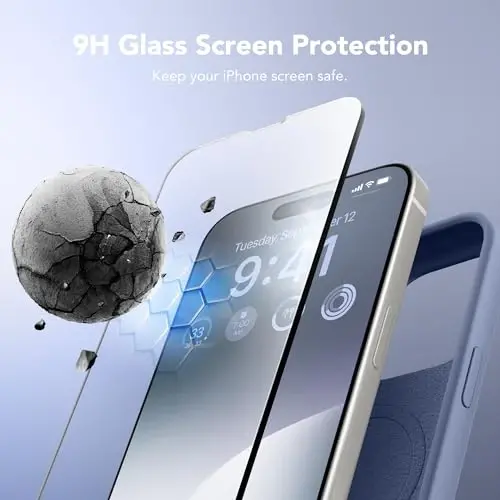 GONEZ Magnetic for iPhone 15 Pro Max Case, [Compatible with MagSafe] Anti-Scratch Microfiber Lining & Screen Protector, Shockproof Slim Phone Silicone Cover 6.7 inch, Lavender Gray - 2