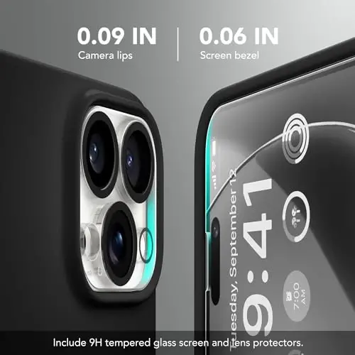 GONEZ for iPhone 15 Pro Max Case Silicone, Compatible with Magsafe, Camera Protector + Screen Protector, Soft Anti-Scratch Microfiber Lining, Liquid Silicone Shockproof Phone Cover, Black - 5