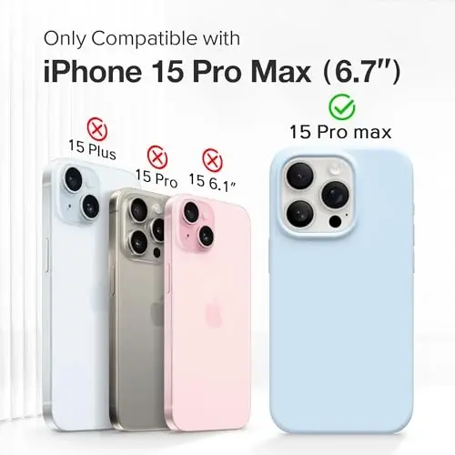 GONEZ for iPhone 15 Pro Max Case Silicone, Compatible with Magsafe, Camera Protector + Screen Protector, Soft Anti-Scratch Microfiber Lining, Liquid Silicone Shockproof Phone Cover, Blue - GONEZ (1)