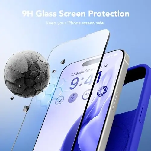GONEZ Magnetic for iPhone 15 Pro Max Case, [Compatible with MagSafe] Anti-Scratch Microfiber Lining & Screen Protector, Shockproof Slim Phone Silicone Cover 6.7 inch, Cobalt Blue - 4