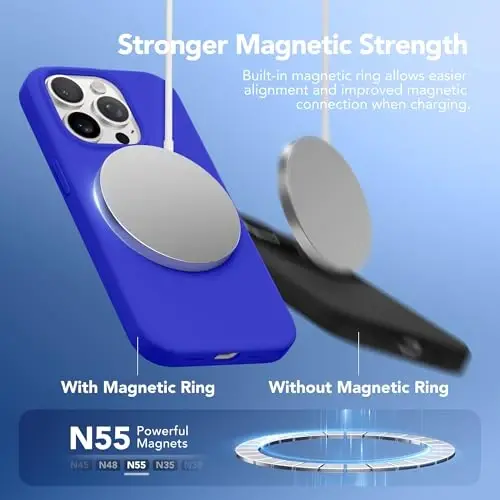 GONEZ Magnetic for iPhone 15 Pro Max Case, [Compatible with MagSafe] Anti-Scratch Microfiber Lining & Screen Protector, Shockproof Slim Phone Silicone Cover 6.7 inch, Cobalt Blue - 2