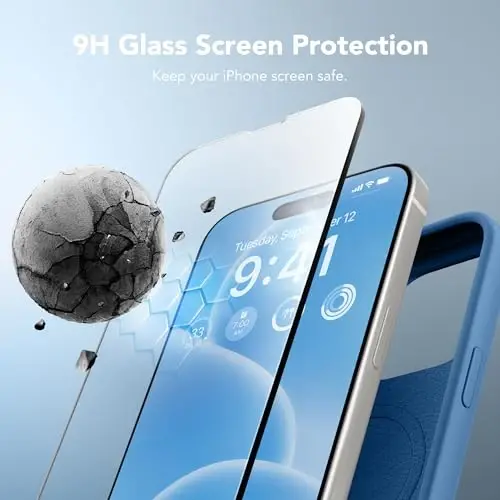GONEZ Magnetic for iPhone 15 Pro Max Case, [Compatible with MagSafe] Anti-Scratch Microfiber Lining & Screen Protector, Shockproof Slim Phone Silicone Cover 6.7 inch, Lake Blue - GONEZ (1)