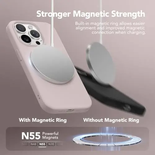GONEZ Magnetic for iPhone 15 Pro Max Case, Silicone Cover Light Taro | Compatible with MagSafe, Camera Button & Screen Protector, Microfiber Lining, 3 Layers Soft Gel Rubber Shockproof Slim 6.7