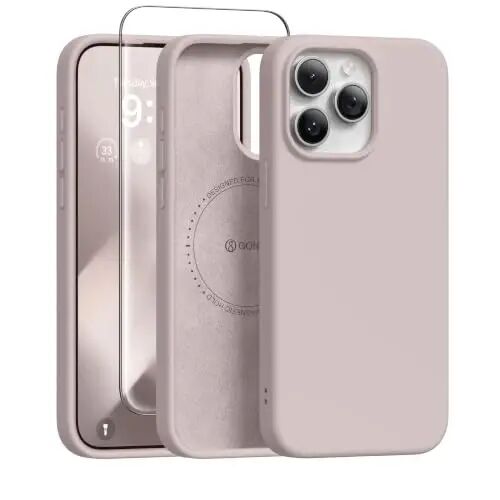 GONEZ Magnetic for iPhone 15 Pro Max Case, Silicone Cover Light Taro | Compatible with MagSafe, Camera Button & Screen Protector, Microfiber Lining, 3 Layers Soft Gel Rubber Shockproof Slim 6.7
