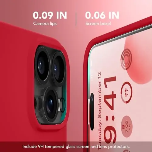 GONEZ for iPhone 15 Pro Max Case Silicone, Compatible with Magsafe, Camera Protector + Screen Protector, Soft Anti-Scratch Microfiber Lining, Liquid Silicone Shockproof Phone Cover, Red - 5