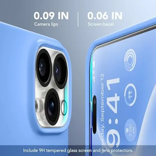 GONEZ for iPhone 15 Pro Max Case Silicone, Compatible with Magsafe, Camera Protector + Screen Protector, Soft Anti-Scratch Microfiber Lining, Liquid Silicone Shockproof Phone Cover, Sky Blue - 5