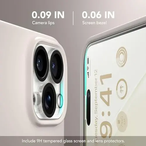 GONEZ for iPhone 15 Pro Max Case Silicone, Compatible with Magsafe, Camera Protector + Screen Protector, Soft Anti-Scratch Microfiber Lining, Liquid Silicone Shockproof Phone Cover, Stone - 5