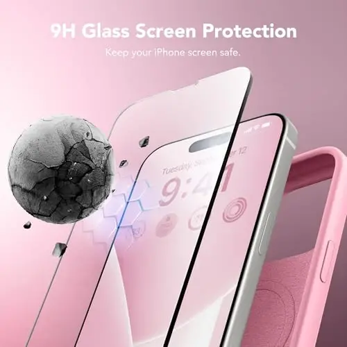 GONEZ for iPhone 15 Pro Max Case Silicone, Compatible with Magsafe, Camera Protector + Screen Protector, Soft Anti-Scratch Microfiber Lining, Liquid Silicone Shockproof Phone Cover, Sweetie Pink - 6