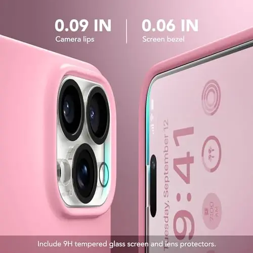 GONEZ for iPhone 15 Pro Max Case Silicone, Compatible with Magsafe, Camera Protector + Screen Protector, Soft Anti-Scratch Microfiber Lining, Liquid Silicone Shockproof Phone Cover, Sweetie Pink - 5