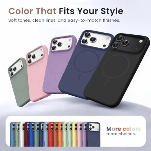 GONEZ for iPhone 18 Pro Case/iPhone 17 Pro Case, Black/Ring | Fit for MagSafe, Screen Protector, Full Camera Protection, Premium Silicone Cover Shockproof Drop Protection Slim Phone Case - 6