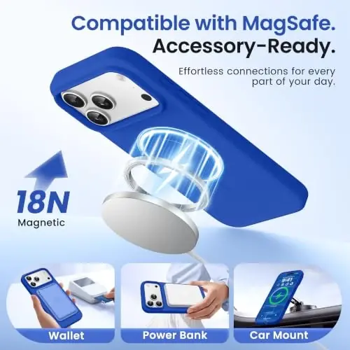 GONEZ for iPhone 18 Pro Case/iPhone 17 Pro Case, Klein Blue | Fit for MagSafe, Screen Protector, Full Camera Protection, Premium Silicone Cover Shockproof Drop Protection Slim Phone Case - GONEZ (1)