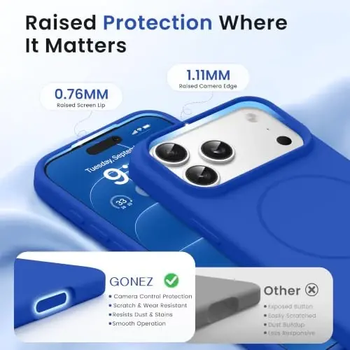 GONEZ for iPhone 18 Pro Case/iPhone 17 Pro Case, Klein Blue | Fit for MagSafe, Screen Protector, Full Camera Protection, Premium Silicone Cover Shockproof Drop Protection Slim Phone Case - 3