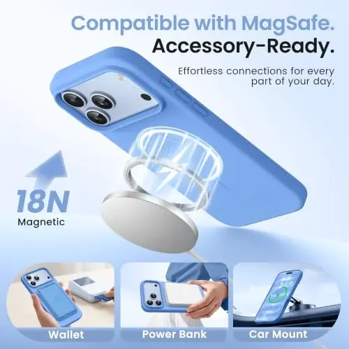 GONEZ for iPhone 18 Pro Case/iPhone 17 Pro Case, Sky Blue | Fit for MagSafe, Screen Protector, Full Camera Protection, Premium Silicone Cover Shockproof Drop Protection Slim Phone Case - GONEZ (1)