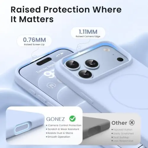 GONEZ for iPhone 18 Pro Max Case/iPhone 17 Pro Max Case, Glacier | Fit for MagSafe, Screen Protector, Full Camera Protection, Premium Silicone Cover Shockproof Drop Protection Slim Phone Case - 3