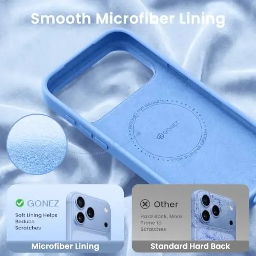 GONEZ for iPhone 18 Pro Max Case/iPhone 17 Pro Max Case, Sky Blue | Fit for MagSafe, Screen Protector, Full Camera Protection, Premium Silicone Cover Shockproof Drop Protection Slim Phone Case - 5
