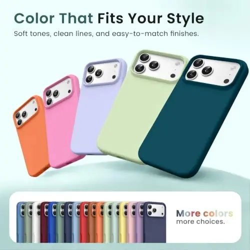 GONEZ for iPhone 18 Pro Max Case/iPhone 17 Pro Max Case, Teal | Fit for MagSafe, Screen Protector, Full Camera Protection, Premium Silicone Cover Shockproof Drop Protection Slim Phone Case - 6
