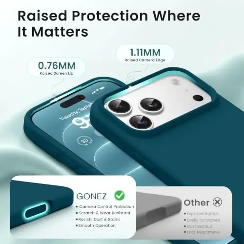 GONEZ for iPhone 18 Pro Max Case/iPhone 17 Pro Max Case, Teal | Fit for MagSafe, Screen Protector, Full Camera Protection, Premium Silicone Cover Shockproof Drop Protection Slim Phone Case - 3