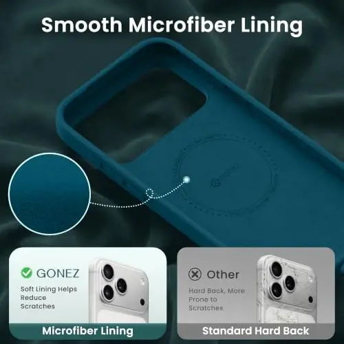 GONEZ for iPhone 18 Pro Max Case/iPhone 17 Pro Max Case, Teal | Fit for MagSafe, Screen Protector, Full Camera Protection, Premium Silicone Cover Shockproof Drop Protection Slim Phone Case - 5