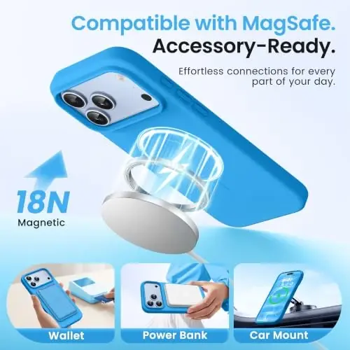 GONEZ for iPhone 18 Pro Max Case/iPhone 17 Pro Max Case, Wave Blue | Fit for MagSafe, Screen Protector, Full Camera Protection, Premium Silicone Cover Shockproof Drop Protection Slim Phone Case - GONEZ (1)
