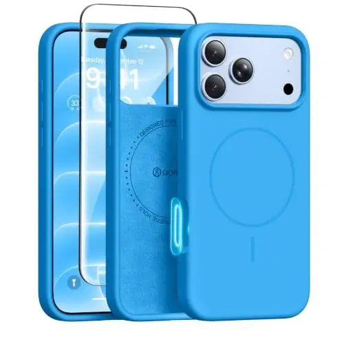 GONEZ for iPhone 18 Pro Max Case/iPhone 17 Pro Max Case, Wave Blue | Fit for MagSafe, Screen Protector, Full Camera Protection, Premium Silicone Cover Shockproof Drop Protection Slim Phone Case - 1