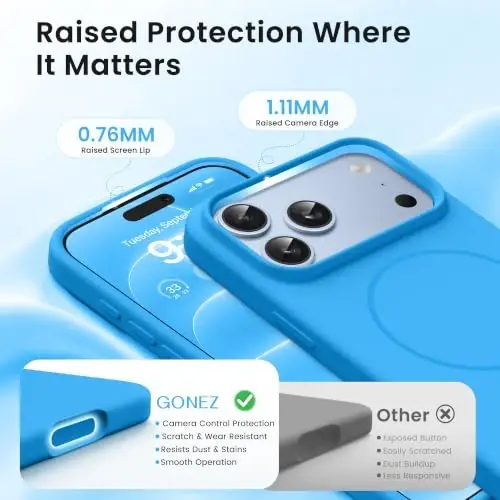 GONEZ for iPhone 18 Pro Max Case/iPhone 17 Pro Max Case, Wave Blue | Fit for MagSafe, Screen Protector, Full Camera Protection, Premium Silicone Cover Shockproof Drop Protection Slim Phone Case - 3