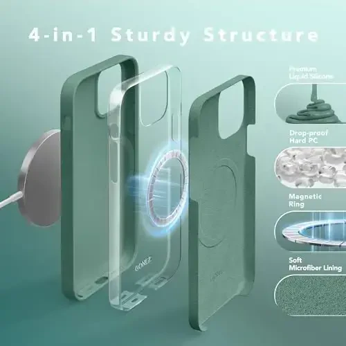 GONEZ iPhone 12 va iPhone 12 Pro uchun magnit silikon g'ilofi, [MagSafe bilan mos][1X kamera himoyachisi + ekran himoyachisi], mikro tolali astar zarbga chidamli telefon qopqog'i 6.1