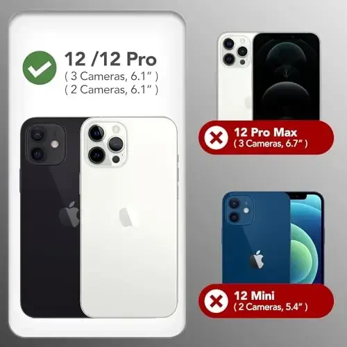GONEZ iPhone 12 va iPhone 12 Pro uchun magnit silikon g‘ilofi, [MagSafe bilan mos][1X kamera himoyachisi + ekran himoyachisi], mikrofiber qoplamali zarbga chidamli telefon qopqog‘i 6.1