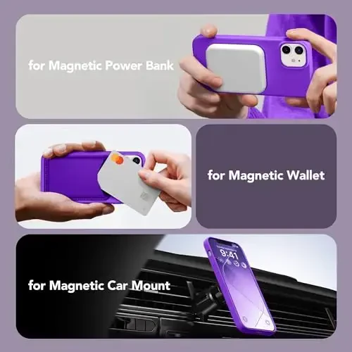 GONEZ iPhone 12 va iPhone 12 Pro uchun magnit silikon g‘ilofi, [MagSafe bilan mos][1X Kamera himoyachisi + Ekran himoyachisi], Mikrofiber qoplamali zarbga chidamli telefon qopqog‘i 6.1