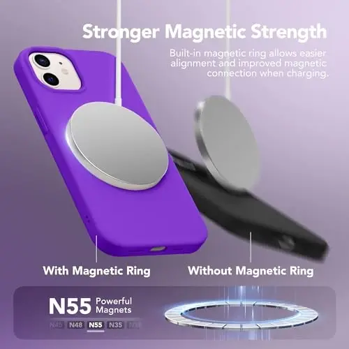 GONEZ iPhone 12 va iPhone 12 Pro uchun magnit silikon g‘ilofi, [MagSafe bilan mos][1X Kamera himoyachisi + Ekran himoyachisi], Mikrofiber qoplamali zarbga chidamli telefon qopqog‘i 6.1