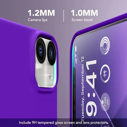 GONEZ iPhone 12 va iPhone 12 Pro uchun magnit silikon g‘ilofi, [MagSafe bilan mos][1X Kamera himoyachisi + Ekran himoyachisi], Mikrofiber qoplamali zarbga chidamli telefon qopqog‘i 6.1