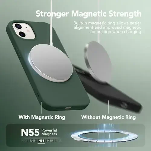 GONEZ iPhone 12 va iPhone 12 Pro uchun magnitli silikon g‘ilof, [MagSafe bilan mos][1X kamera himoyachisi + ekran himoyachisi], mikro-tolali astarli zarbga chidamli telefon qopqog‘i 6.1