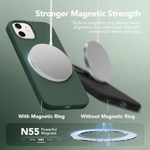 GONEZ Magnetic Silicone for iPhone 12 Case and iPhone 12 Pro Case, [Compatible with MagSafe][1X Camera Protector + Screen Protector], Microfiber Lining Shockproof Phone Cover 6.1