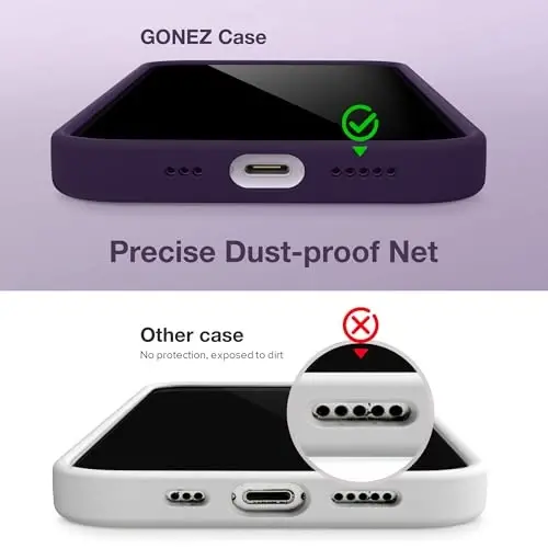 GONEZ Magnetic for iPhone 14 Case, Compatible with Magsafe, with Screen Protector + Camera Protector, Anti-Scratch Microfiber Lining, Liquid Silicone Shockproof Protective Phone Case, Deep Purple - 5