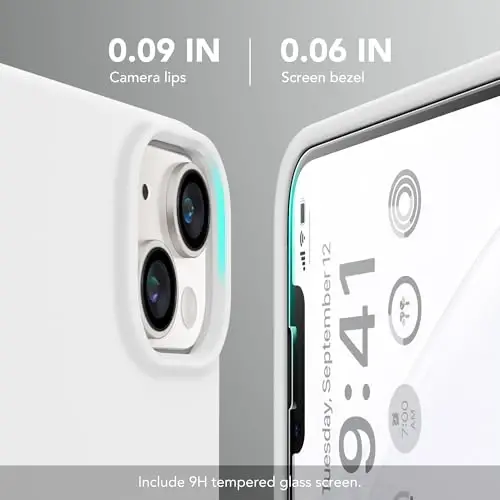 GONEZ Magnetic for iPhone 14 Case, Compatible with Magsafe, with Screen Protector + Camera Protector, Anti-Scratch Microfiber Lining, Liquid Silicone Shockproof Protective Phone Case, White 