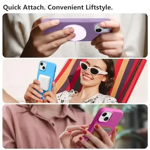 GONEZ Magnetic for iPhone 14 Case, Compatible with Magsafe, with Screen Protector + Camera Protector, Anti-Scratch Microfiber Lining, Liquid Silicone Shockproof Protective Phone Case, Lilac - 6