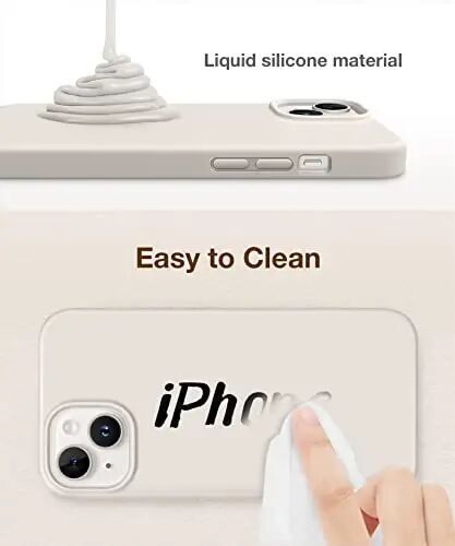 GONEZ iPhone 14 Kılıfı Silikon, 2x Ekran Koruyucu + 2x Kamera Lens Koruyucu, [Yumuşak Çizilmeye Dayanıklı Mikrofiber Astar], Sıvı Silikon Darbeye Dayanıklı Koruyucu Telefon Kılıfı 6.1 - GONEZ