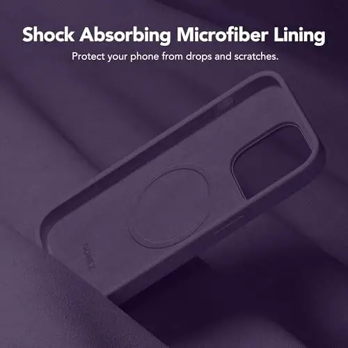 GONEZ Magnetic for iPhone 14 Pro Case, [Compatible with MagSafe] Anti-Scratch Microfiber Lining & Screen Protector, Shockproof Slim Phone Silicone Cover 6.1 inch, Deep Purple | Compatible with MagSafe, Camera Button & Screen Protector, Microfiber Lining, 3 Layers Soft Gel Rubber Shockproof Slim 6.1