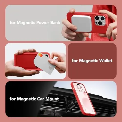 GONEZ iPhone 14 Pro Max Case Silicone uchun, MagSafe bilan mos, ekran himoyachisi + kamera linzalari himoyachisi bilan, suyuq silikon zarbga chidamli himoya telefoni 14 ProMax Case 6.7