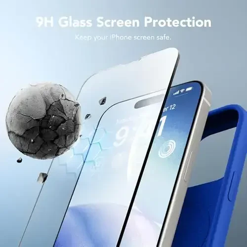 GONEZ iPhone 14 Pro Max uchun g‘ilof, MagSafe bilan mos, ekran himoyachisi + kamera linzalari himoyachisi bilan, suyuq silikon zarbaga chidamli himoya telefon 14 ProMax g‘ilofi 6,7