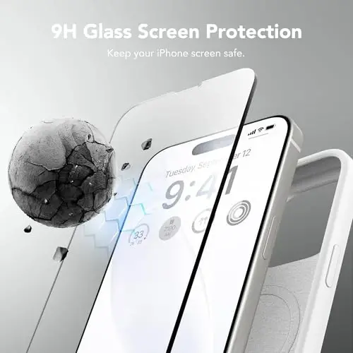 GONEZ iPhone 14 Pro Max uchun silikon g'ilof, MagSafe bilan mos, ekran himoyachisi + kamera linzalari himoyachisi bilan, suyuq silikon zarbga chidamli himoya telefon 14 ProMax g'ilofi 6.7