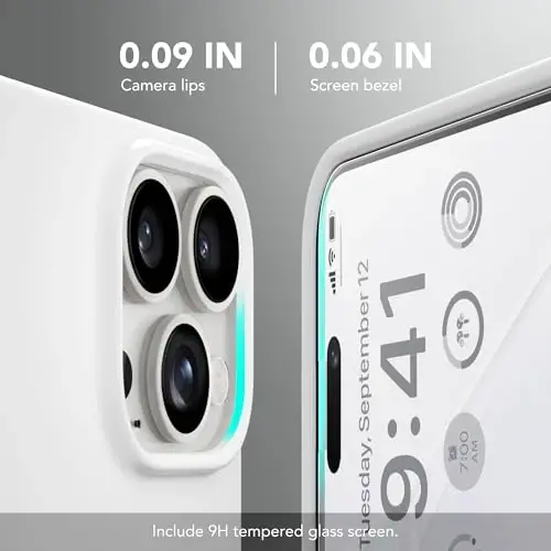 GONEZ iPhone 14 Pro Max uchun silikon g'ilof, MagSafe bilan mos, ekran himoyachisi + kamera linzalari himoyachisi bilan, suyuq silikon zarbga chidamli himoya telefon 14 ProMax g'ilofi 6.7