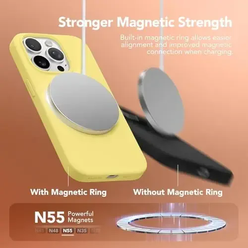 GONEZ iPhone 14 Pro Max uchun silikon gʻilof, MagSafe bilan mos, ekran himoyachisi + kamera linzalari himoyachisi bilan, suyuq silikon zarbga chidamli himoya telefoni 14 ProMax gʻilofi 6,7