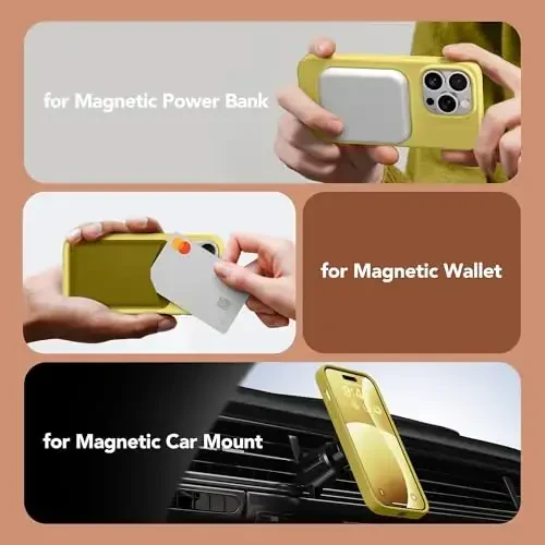 GONEZ iPhone 14 Pro Max uchun silikon gʻilof, MagSafe bilan mos, ekran himoyachisi + kamera linzalari himoyachisi bilan, suyuq silikon zarbga chidamli himoya telefoni 14 ProMax gʻilofi 6,7