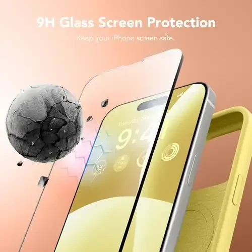 GONEZ iPhone 14 Pro Max uchun silikon gʻilof, MagSafe bilan mos, ekran himoyachisi + kamera linzalari himoyachisi bilan, suyuq silikon zarbga chidamli himoya telefoni 14 ProMax gʻilofi 6,7